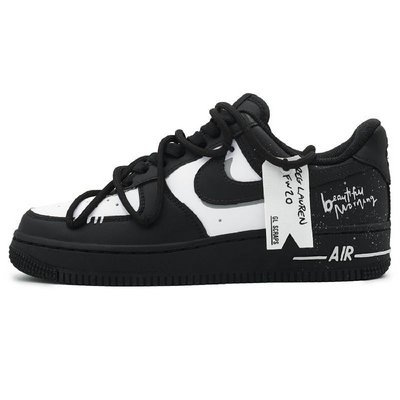 [Custom Female white peach bubble]  Air Force 1 Skateboarding Shoes Women's Low-top Black/white