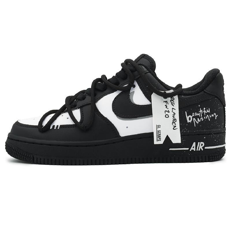 [Custom Female white peach bubble]  Air Force 1 Skateboarding Shoes Women's Low-top Black/white