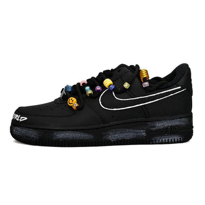 [Custom Colorful beads]  Air Force 1 Skateboarding Shoes Women's Low-top Black