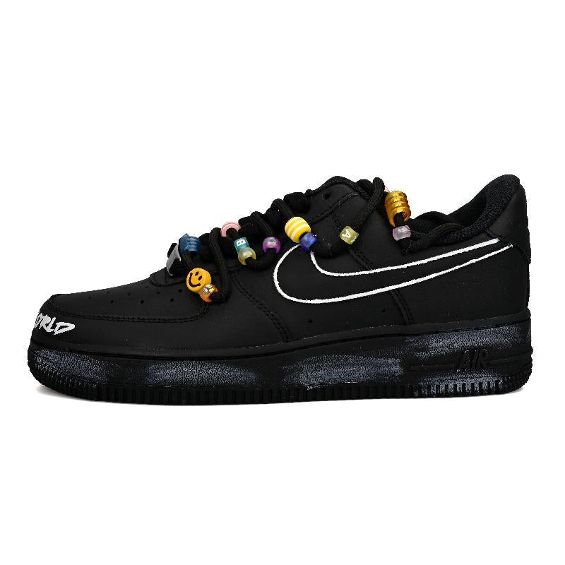 [Custom Colorful beads]  Air Force 1 Skateboarding Shoes Women's Low-top Black