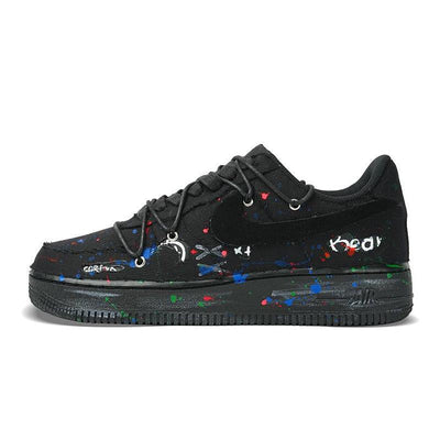 [Custom Low-top mischievous bear sneakers for women]  Air Force 1 Skateboard Shoes Women's Low-Top Black
