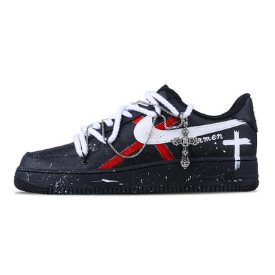 [Custom Becomes a dark warrior]  Air Force 1 Skateboarding Shoes Low-top Black