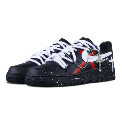[Custom Becomes a dark warrior]  Air Force 1 Skateboarding Shoes Low-top Black