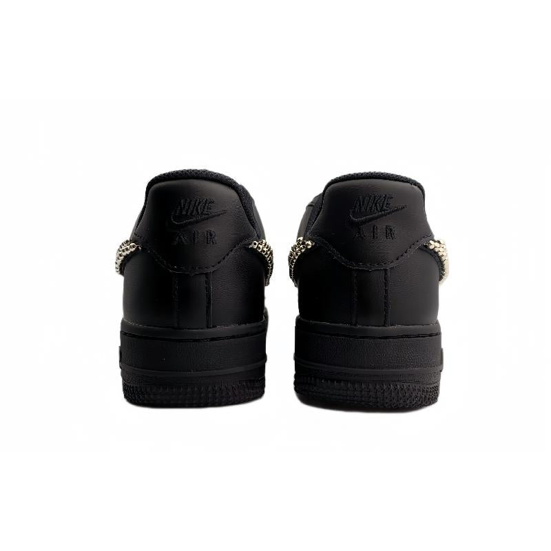 [Custom Silver-winged butterfly in the dark night]  Air Force 1 Skateboarding Shoes Women's Low-top Black/silver