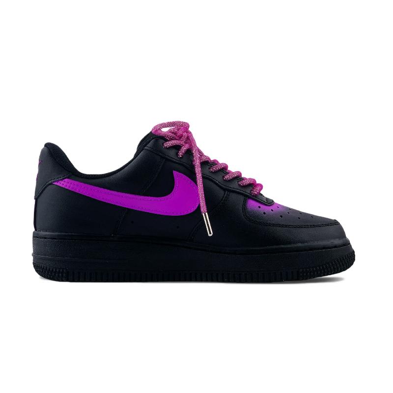 [Custom Burst Lightning Heart Purple]  Air Force 1 Skateboarding Shoes Women's Low-top Black/purple/pink
