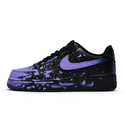 [Custom Female crazy graffiti purple SBOX]  Air Force 1 Skateboard Shoes Women's Low-Top Black/Purple