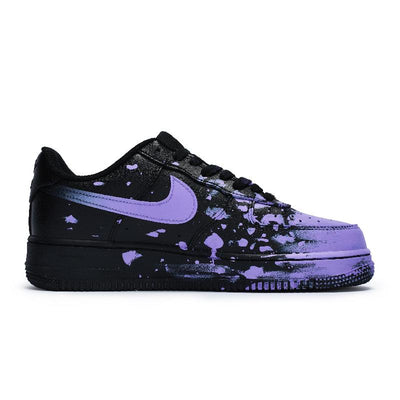[Custom Female crazy graffiti purple SBOX]  Air Force 1 Skateboard Shoes Women's Low-Top Black/Purple