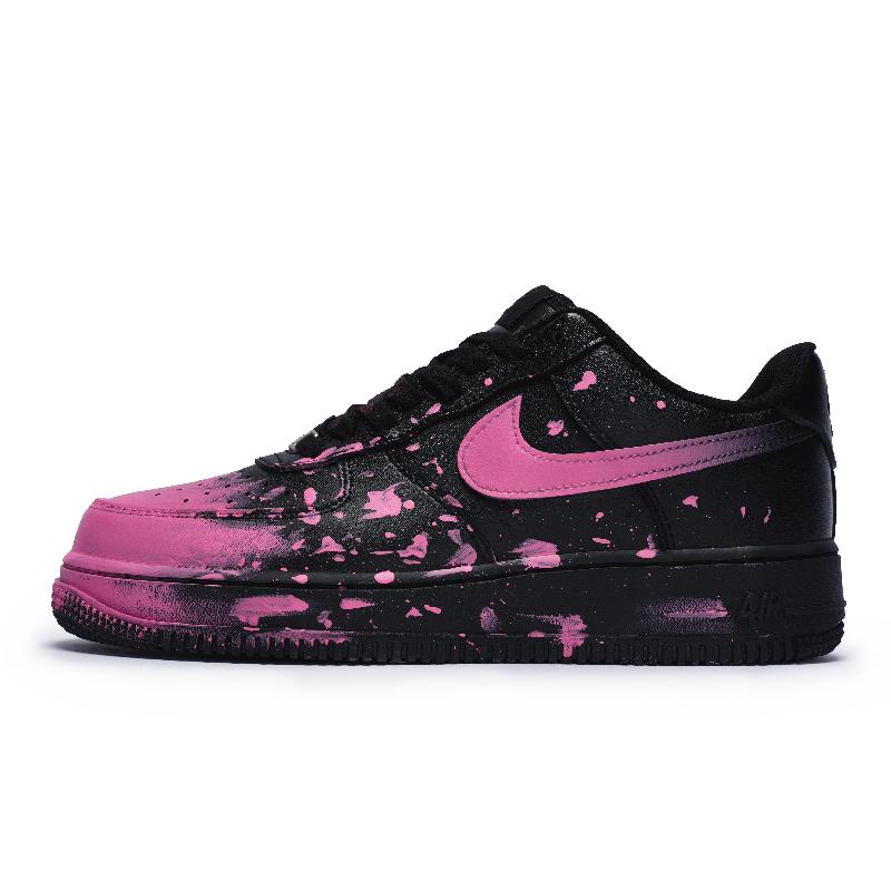 [Custom A crazy graffiti red for women]  Air Force 1 Skateboard Shoes Women's Low-Top Black/Red