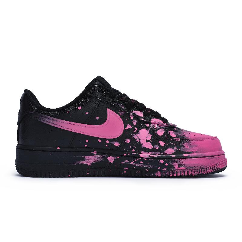 [Custom A crazy graffiti red for women]  Air Force 1 Skateboard Shoes Women's Low-Top Black/Red