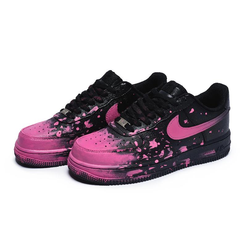 [Custom A crazy graffiti red for women]  Air Force 1 Skateboard Shoes Women's Low-Top Black/Red