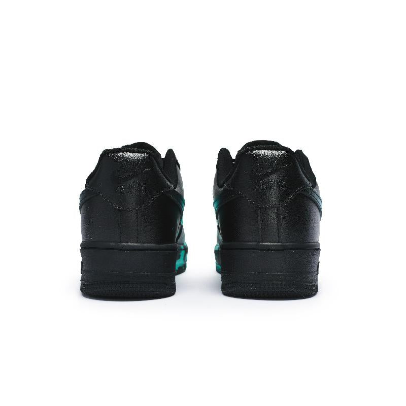 [Custom A crazy graffiti blue  for women]  Air Force 1 Skateboard Shoes Women's Low-Top Black-Cyan