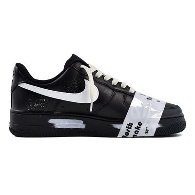 [Custom "North Latitude Smiling Face"]  Air Force 1 Skateboarding Shoes Women's Low-top Black/white