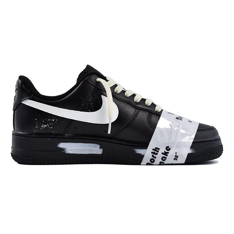[Custom "North Latitude Smiling Face"]  Air Force 1 Skateboarding Shoes Women's Low-top Black/white