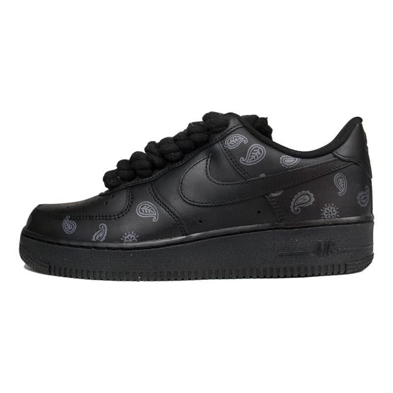 [Custom Female cashew flower black]  Air Force 1 Skateboarding Shoes Women's Low-top Black