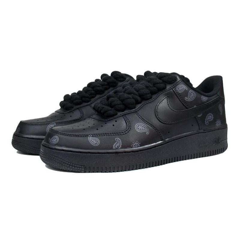 [Custom Female cashew flower black]  Air Force 1 Skateboarding Shoes Women's Low-top Black