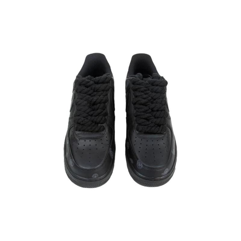 [Custom Female cashew flower black]  Air Force 1 Skateboarding Shoes Women's Low-top Black