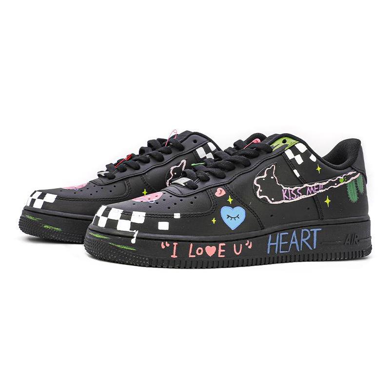 [Custom Women's graffiti Abbie color black]  Air Force 1 Skateboarding Shoes Women's