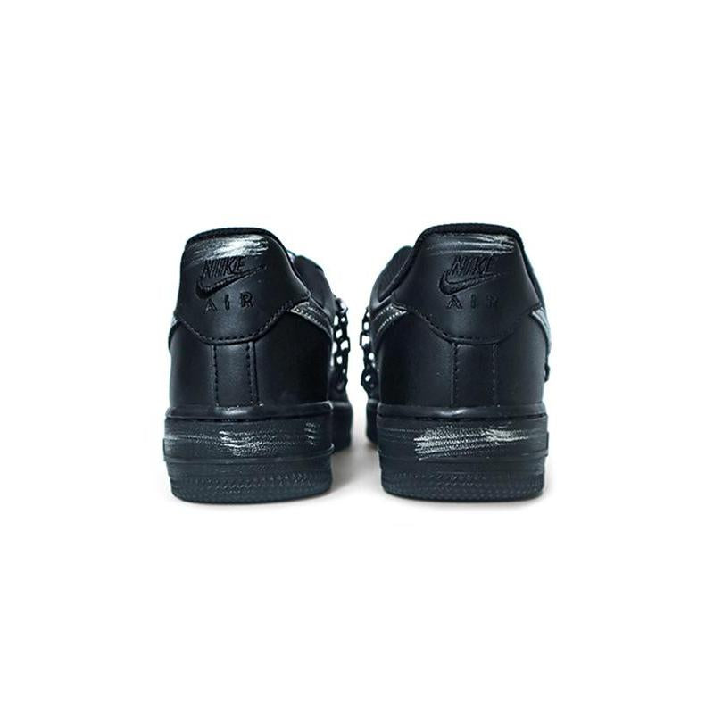 [Custom Women's electric silver chain]  Air Force 1 Skateboarding Shoes Women's Low-top Black/Sliver