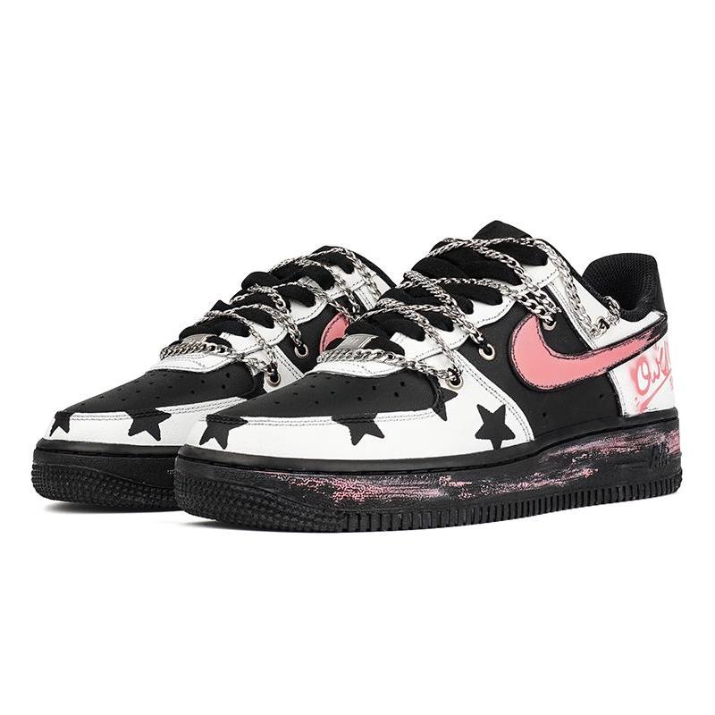 [Custom Women's low-top Y2K sneakers in black pink]  Air Force 1 Skateboarding Shoes Women's