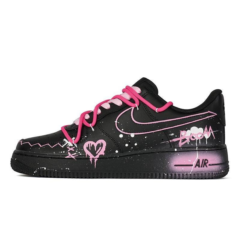 [Custom Women's low-top powder sneakers in black powder]  Air Force 1 Skateboarding Shoes Women's