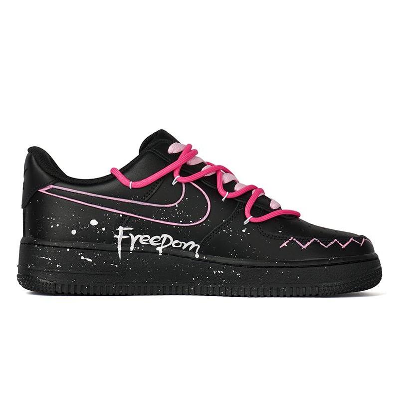 [Custom Women's low-top powder sneakers in black powder]  Air Force 1 Skateboarding Shoes Women's