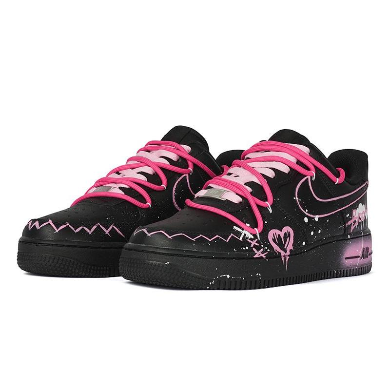 [Custom Women's low-top powder sneakers in black powder]  Air Force 1 Skateboarding Shoes Women's