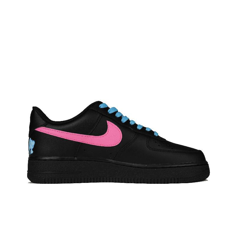 [Custom Run through the neon lights]  Air Force 1 Skateboard Shoes Women's Low-Top Black Blue Pink