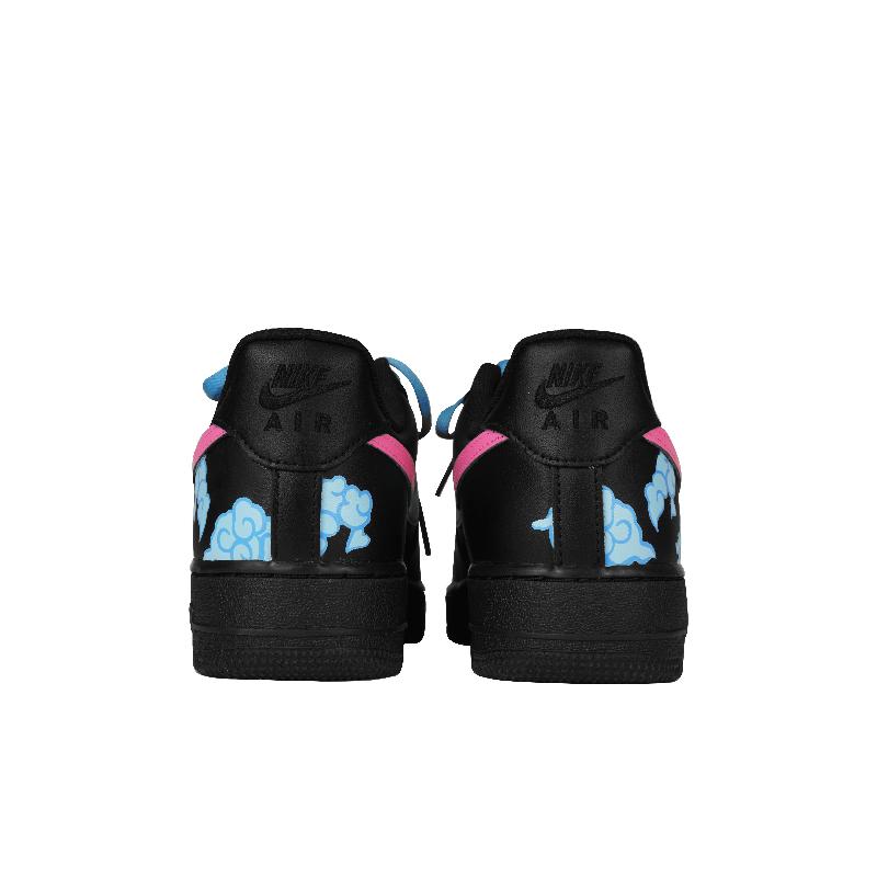 [Custom Run through the neon lights]  Air Force 1 Skateboard Shoes Women's Low-Top Black Blue Pink