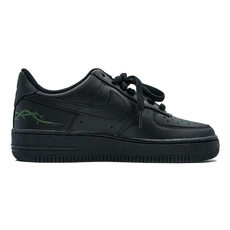 [Custom Thorny rose hand-painted Valentine's Day]  Air Force 1 Skateboarding Shoes Women's Low-top Red/Black