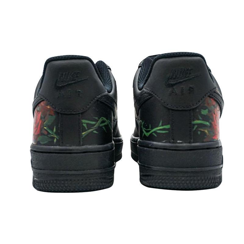 [Custom Thorny rose hand-painted Valentine's Day]  Air Force 1 Skateboarding Shoes Women's Low-top Red/Black