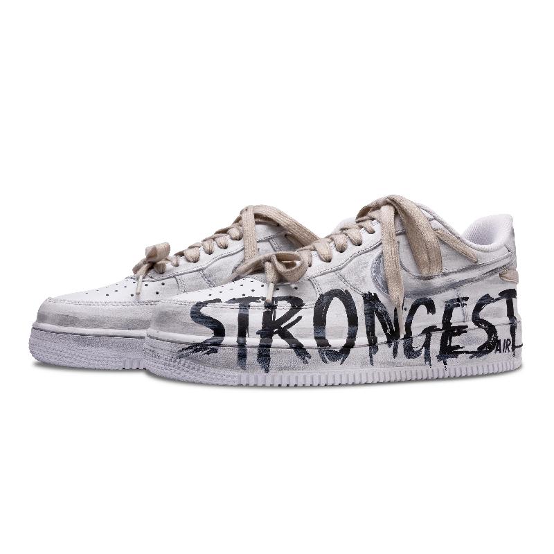 [Custom Play Cool Factor]  Air Force 1 Skateboard Shoes Women's Low-Top Gray Black