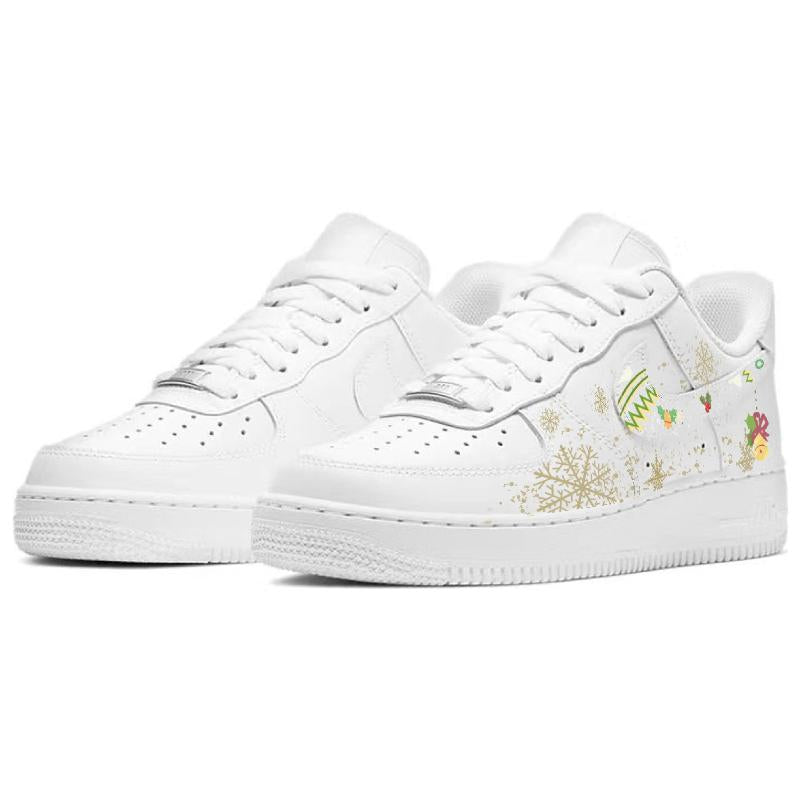 [Custom Christmas bell ringing]  Air Force 1 Skateboarding Shoes Women's Low-top Red/white