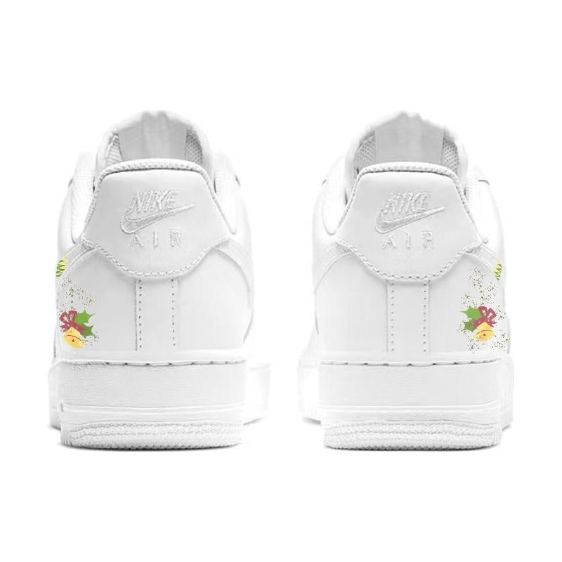 [Custom Christmas bell ringing]  Air Force 1 Skateboarding Shoes Women's Low-top Red/white