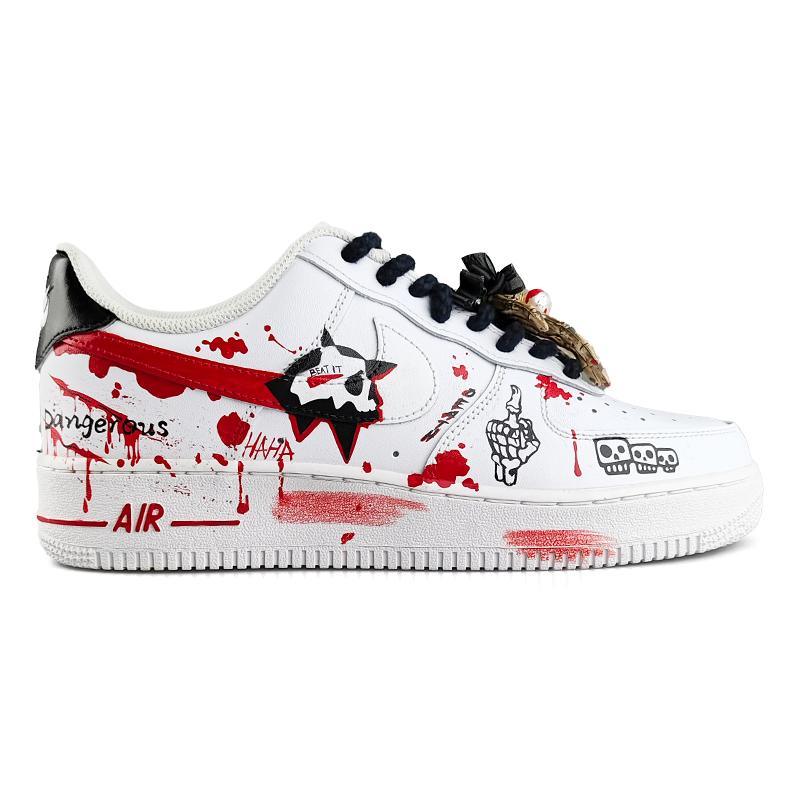 [Custom Gothic skeleton graffiti E]  Air Force 1 Skateboarding Shoes Women's
