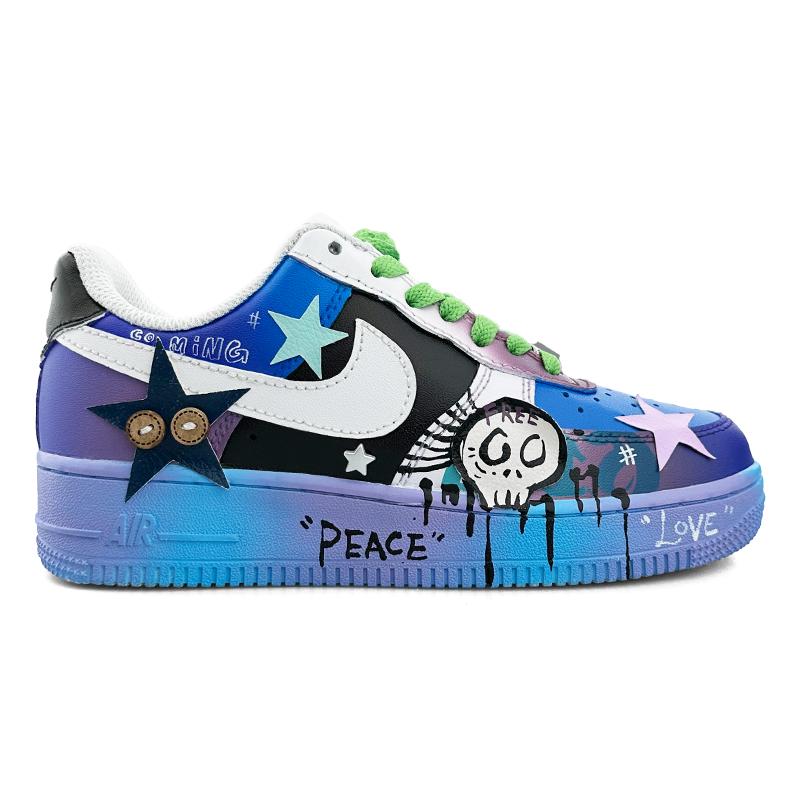 [Custom Blue Rabbit E]  Air Force 1 Skateboarding Shoes Women's