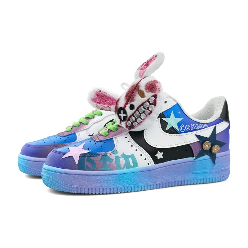 [Custom Blue Rabbit E]  Air Force 1 Skateboarding Shoes Women's