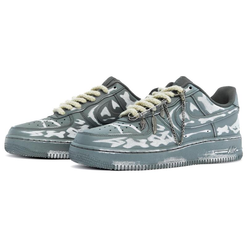 [Custom Women's scratch-off card gray QD]  Air Force 1 Skateboarding Shoes Women's