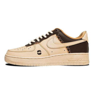 [Custom The coffee beans for women are brown]  Air Force 1 Skateboarding Shoes Women's Low-top Brown/Taupe