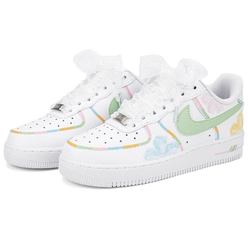 [Custom Flower Graffiti]  Air Force 1 Skateboarding Shoes Women's