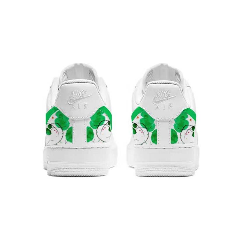 [Custom Flowers are red and grass is green]  Air Force 1 Skateboarding Shoes Women's Low-top White/black