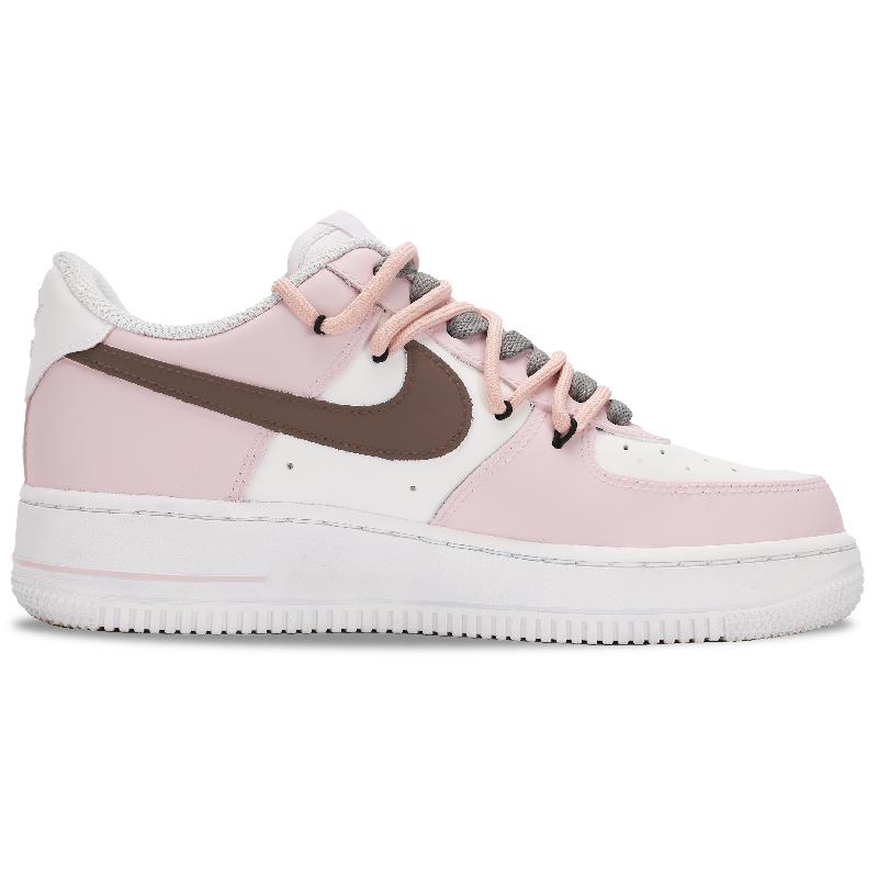 [Custom Flower powder]  Air Force 1 Wear-Resistant Low-Top Skateboard Shoes Women's Pink White