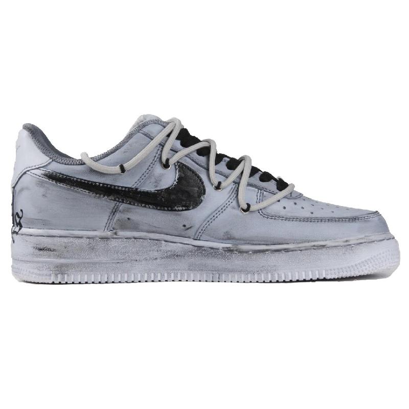 [Custom 520 Gothic Dark]  Air Force 1 Skateboarding Shoes Women's Low-top Black/grey/white