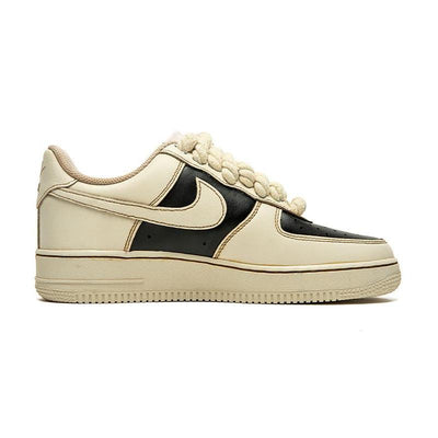 [Custom Female coffee dye black coffee A-BOX]  Air Force 1 Skateboarding Shoes Women's Low-top Beige Black Blue