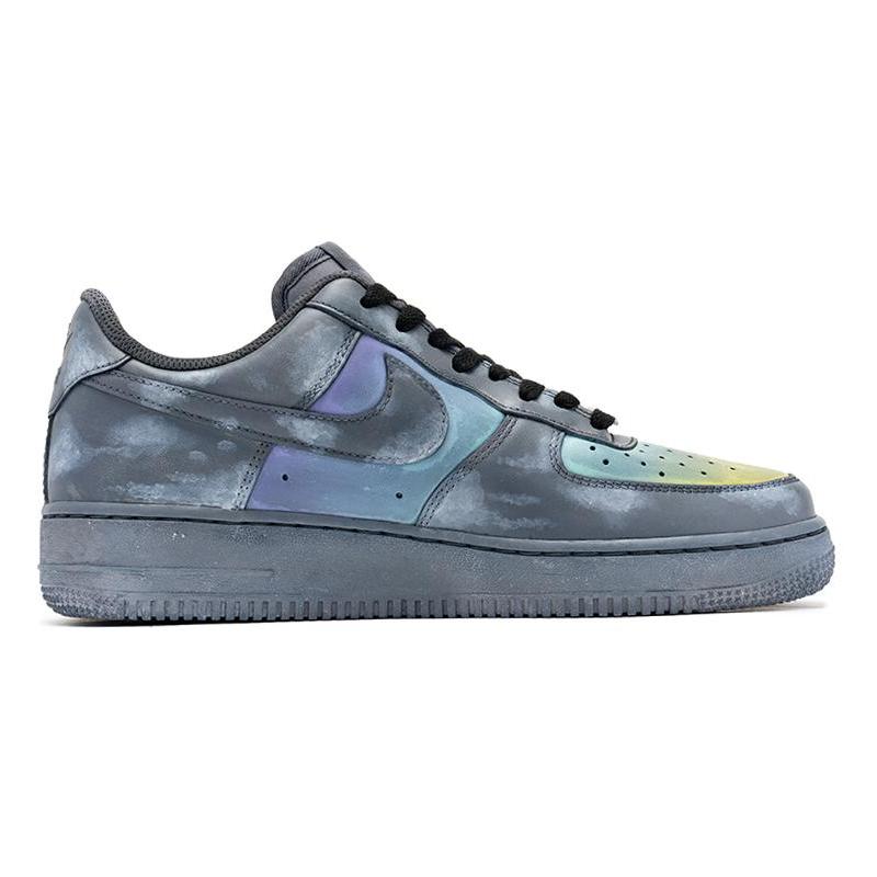 [Custom Women's gradient cloud grayish blue]  Air Force 1 Skateboarding Shoes Women's Low-top Grey/Blue