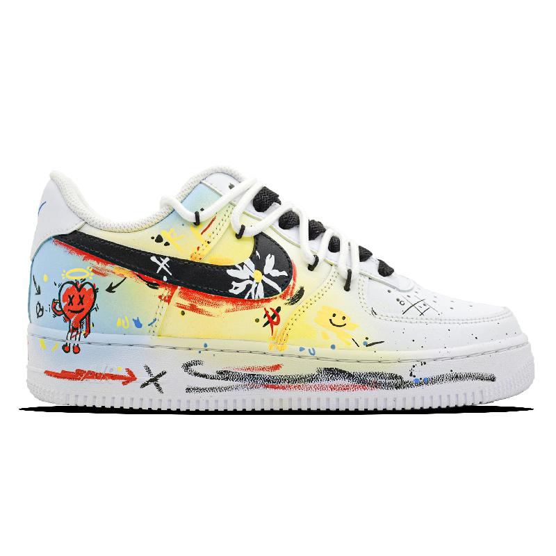 [Custom Female Mondrian graffiti]  Air Force 1 Skateboarding Shoes Women's