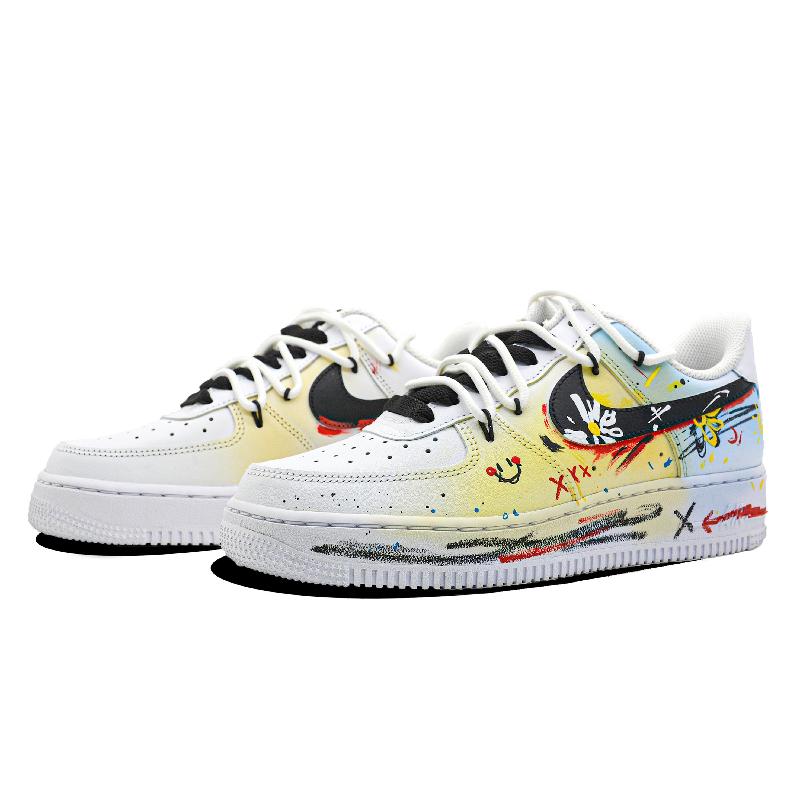 [Custom Female Mondrian graffiti]  Air Force 1 Skateboarding Shoes Women's