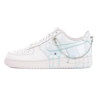 [Custom Blue drops]  Air Force 1 Skateboarding Shoes Women's Low-top Blue