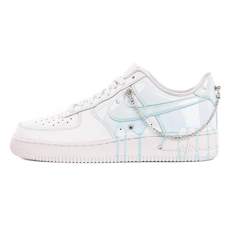 [Custom Blue drops]  Air Force 1 Skateboarding Shoes Women's Low-top Blue