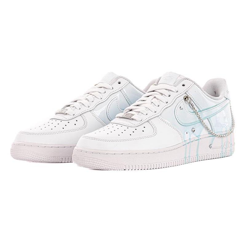 [Custom Blue drops]  Air Force 1 Skateboarding Shoes Women's Low-top Blue
