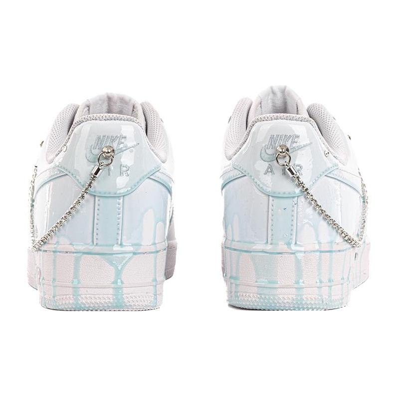 [Custom Blue drops]  Air Force 1 Skateboarding Shoes Women's Low-top Blue